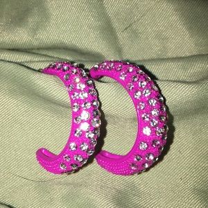 🆕Hot pink bling hoop earrings NWT